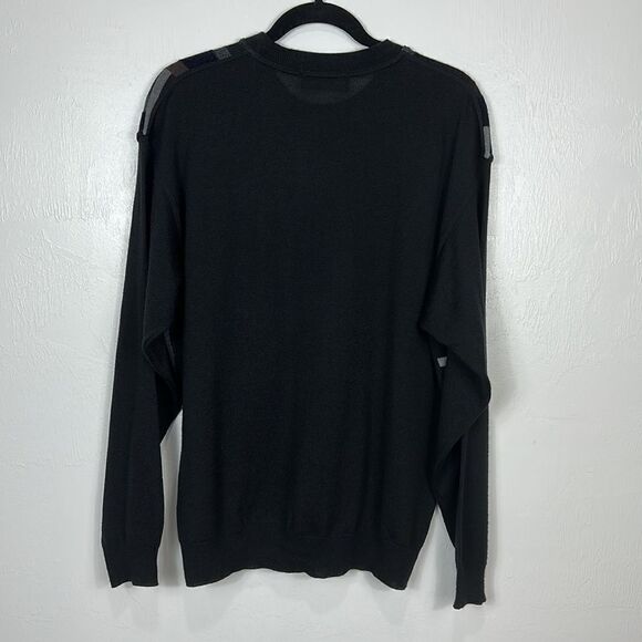 Marcello Italy Wool Blend Black Geo Print Crew Neck Pullover Sweater Size L - Picture 4 of 9